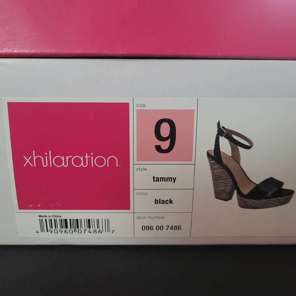 Xhilaration Women's Black Wedge Sandals
